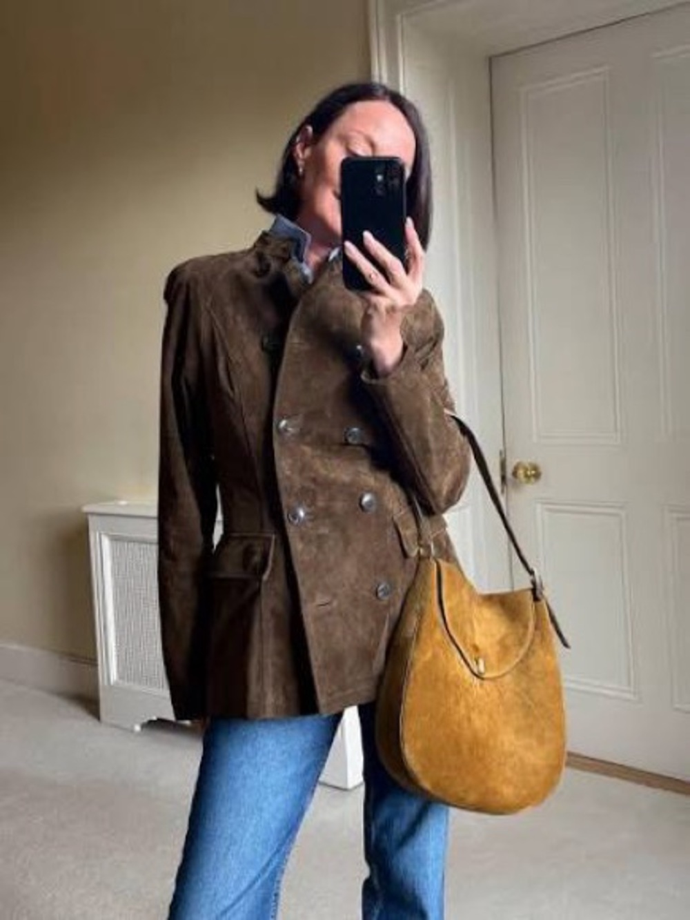 ZARA 100% SUEDE LEATHER FITTED JACKET
